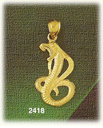14K Gold Hissing Coiled Snake Charm