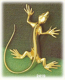 14K Gold Polished Lizard Charm