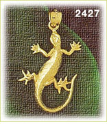 14K Gold Long Tailed Lizard Charm