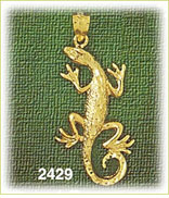 14K Gold Textured Lizard Charm