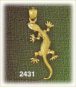 14K Gold Walking Lizard Charm