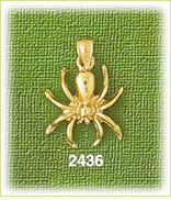 14K Gold Creeping Spider Charm