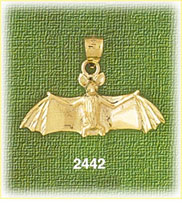 14K Gold Soaring Bat Charm
