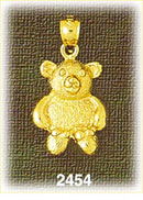 14K Gold Textured Teddy Charm