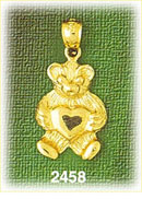 14K Gold Teddy Bear Holding Heart Charm