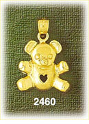 14K Gold Teddy Bear w/Heart Tummy Charm