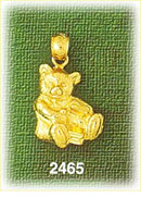 14K Gold Teddy Bear w/Paper Charm