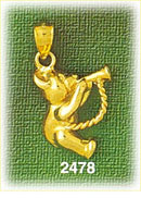 14K Gold Teddy Bear Playing Horn Charm