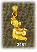 14K Gold Teddy Bear Playing Symbols Charm