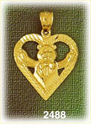 14K Gold Formal Attire Teddy Bear In Heart Charm