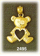 14K Gold Teddy Bear With Heart Tummy Charm