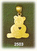 14K Gold Teddy Bear w/Honey Charm