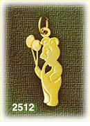 14K Gold Heart Teddy Bear w/Balloons Charm