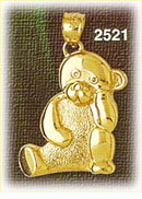 14K Gold Thinking Teddy Bear Charm