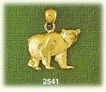14K Gold Standing Bear Charm