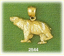 14K Gold Prowling Bear Charm