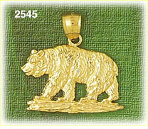 14K Gold Kodiak Brown Bear Charm