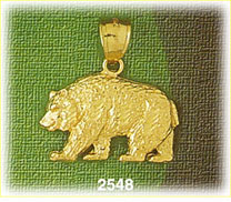 14K Gold Kodiak Bear Charm