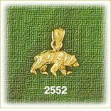 14K Gold 3 Dimensional Bear Charm