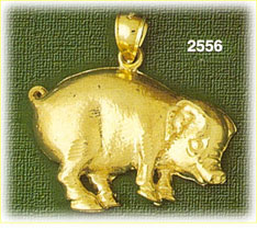14K Gold Piggy Charm