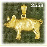 14K Gold Pig w/Curly Tail Charm