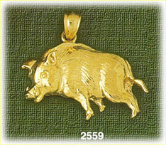 14K Gold Pig Charm