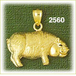 14K Gold Bristly Pig Charm