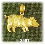 14k gold textured pig charm