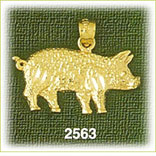 14k gold curly tail pig charm
