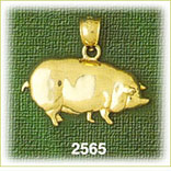 14k yellow gold pot bellied pig charm
