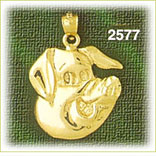 14k gold cartoon face pig charm