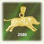 14k gold boar charm