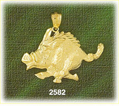 14K Gold Wild Boar Charm