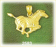 14k gold running zebra charm