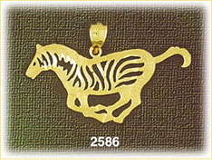 14K Gold Outlined Zebra Charm