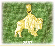 14K Gold Bison Charm