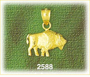 14K Gold Buffalo Charm