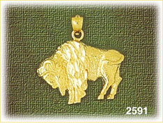 14K Gold American Bison Charm