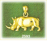 14K Gold Rhinoceros Charm