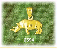 14K Gold Rhino Charm