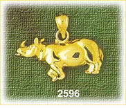 14K Gold Polished Rhinoceros Charm