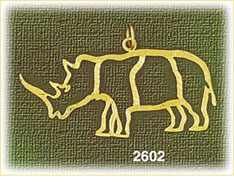 14K Gold Outlined Rhinoceros Charm