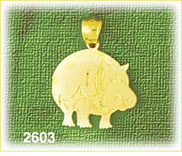 14K Gold Cartoon Hippopotamus Charm