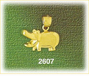 14K Gold Hippopotamus Charm