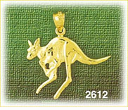 14K Gold Polished Hopping Kangaroo Charm