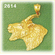 14K Gold Goat Head Charm