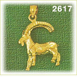 14K Gold 3D Goat Charm
