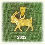 14K Gold 3D Buck Goat Charm