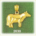 14K Gold Polished Cow Charm