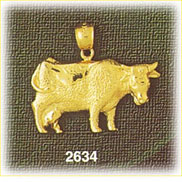 14K Gold Textured Cow Charm